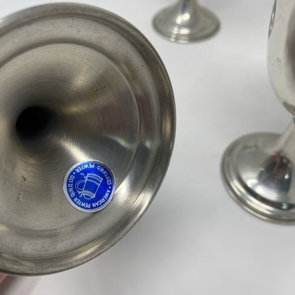Set of 4 Vintage Certified Pewter Goblets - Picture 4 of 5
